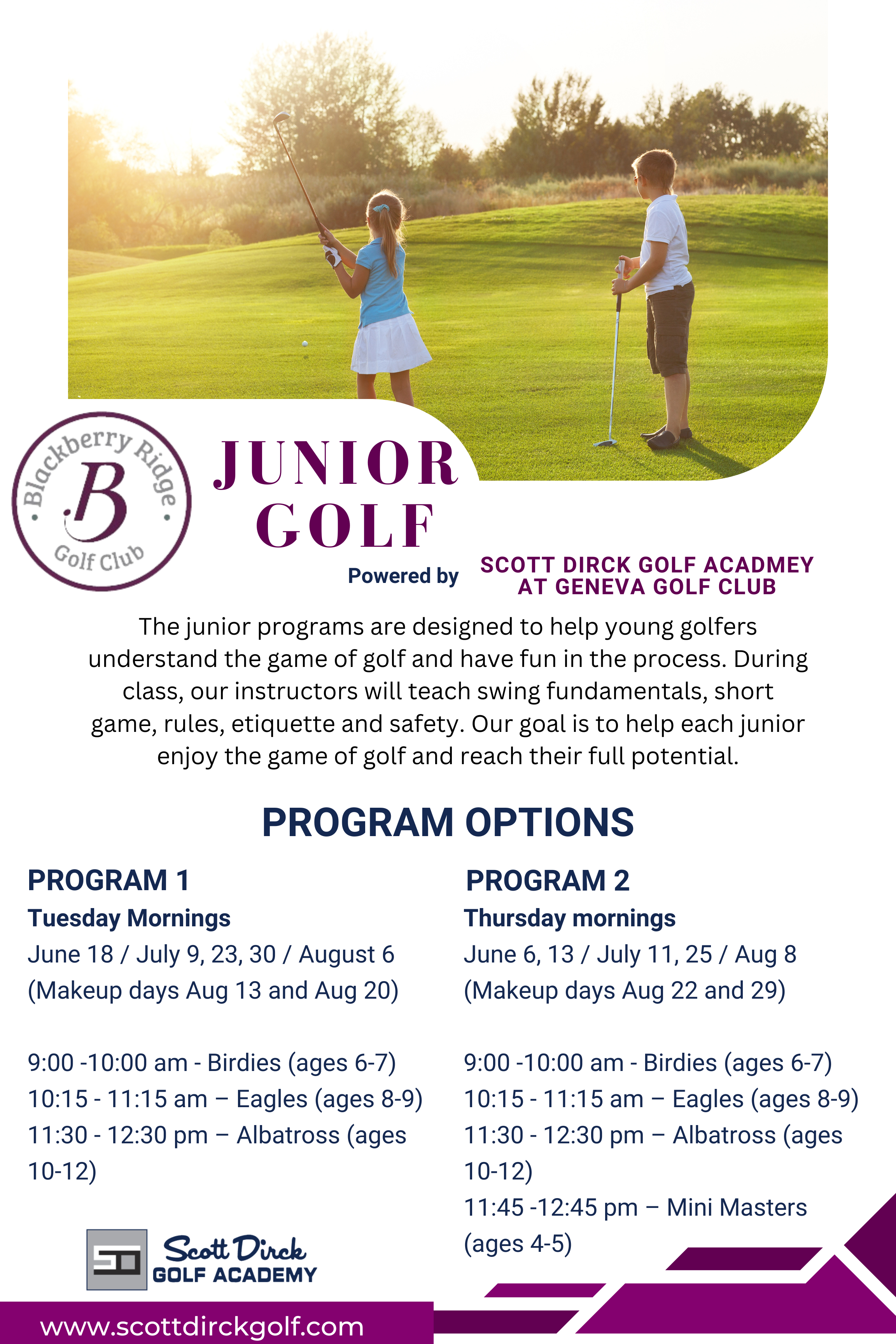 Junior Golf Summer 2024 Programs